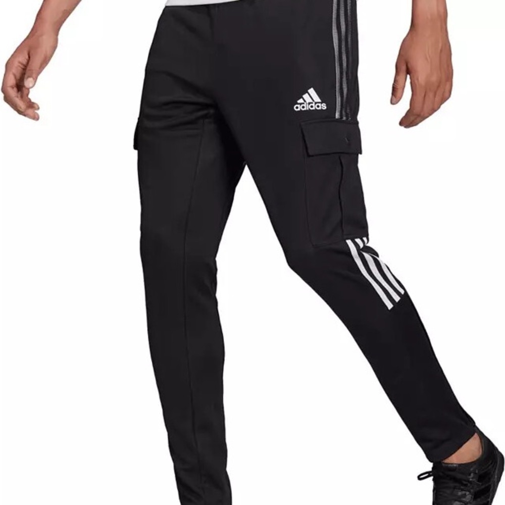 Adidas Black Cargo Pants with Tapered Fit